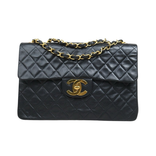 Include Entrupy Certificate of Authenticity｜Good ( Rank AB)｜CHANEL  Matrasse Chain  Lambskin Single Flap Black Shoulder Bag Large Made In 1994～1996Year｜26071310