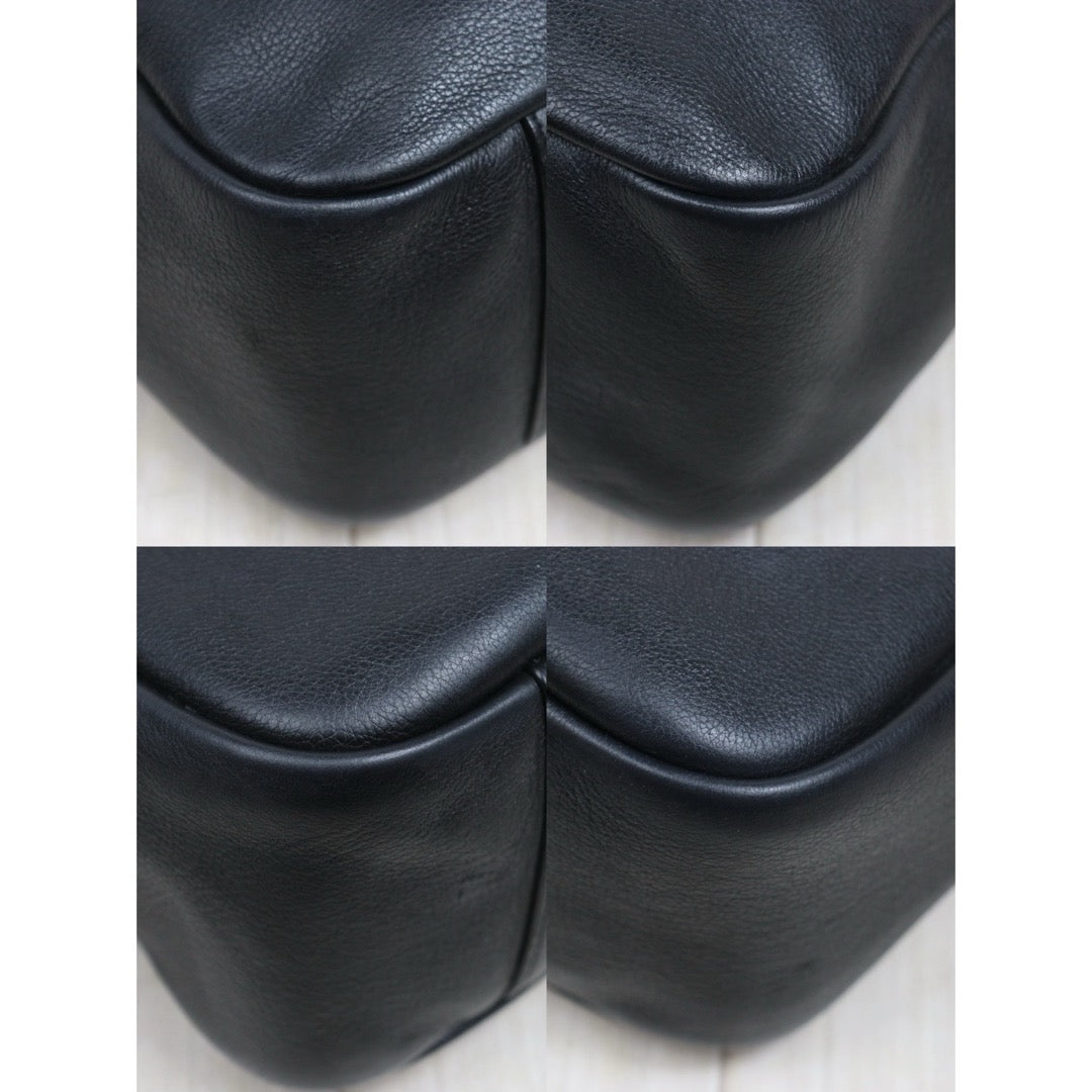 Include Entrupy Certificate of Authenticity｜Good ( Rank AB)｜  Saint Laurent YSL Calf Leather Hobo Shoulder Bag Black MM｜S26060618