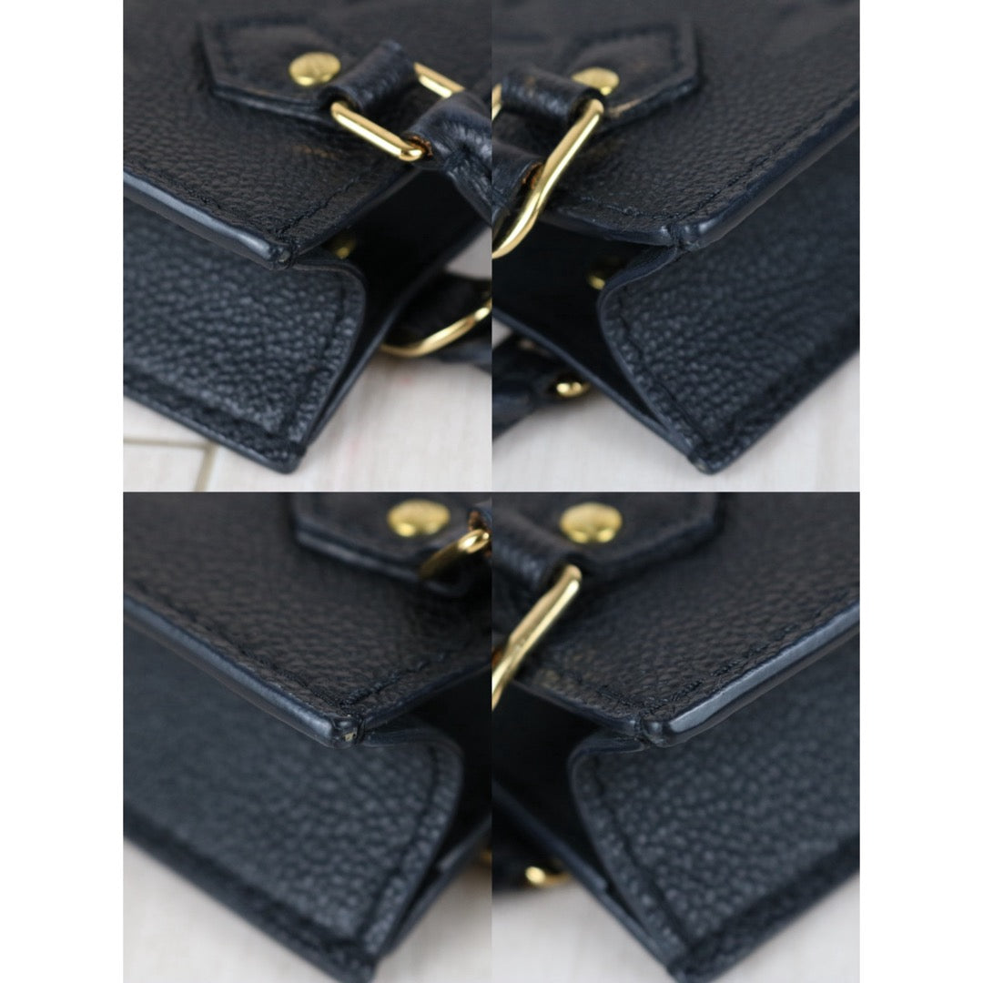 Include Entrupy Certificate of Authenticity｜Very Good ( Rank A)｜Louis Vuitton Monogram Empreinte Petit Sac Plat MINI Tote Bag Shoulder Bag Black IC Chips Model｜S26053006