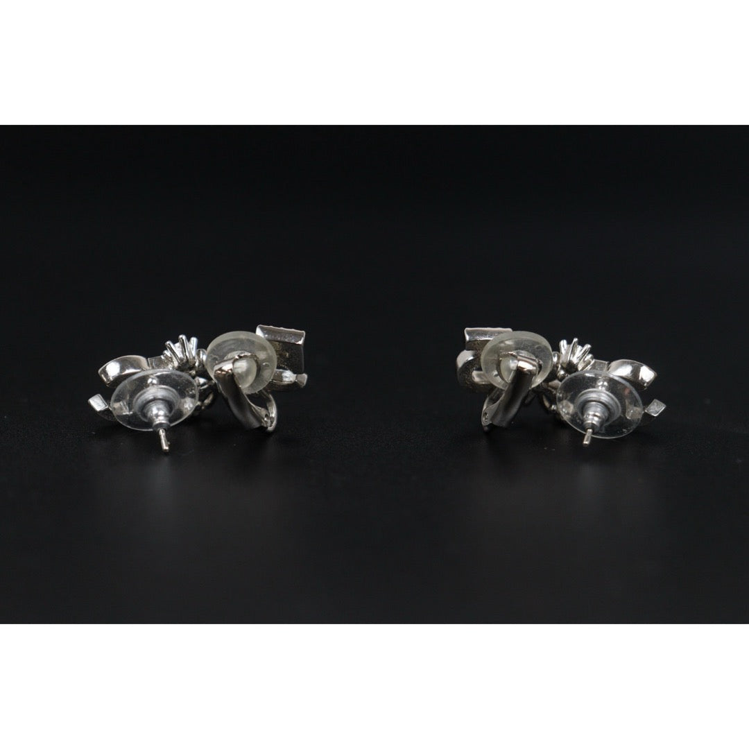Very Good ( Rank A) ｜ CHANEL B23P Coco Mark  Rhinestone Silver Earrings Made In 2023Year ｜S25122401