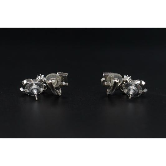 Include Authentic Detective Certificate of Authenticity｜Very Good ( Rank A) ｜ CHANEL B23P Coco Mark  Rhinestone Silver Earrings Made In 2023Year ｜S25122401