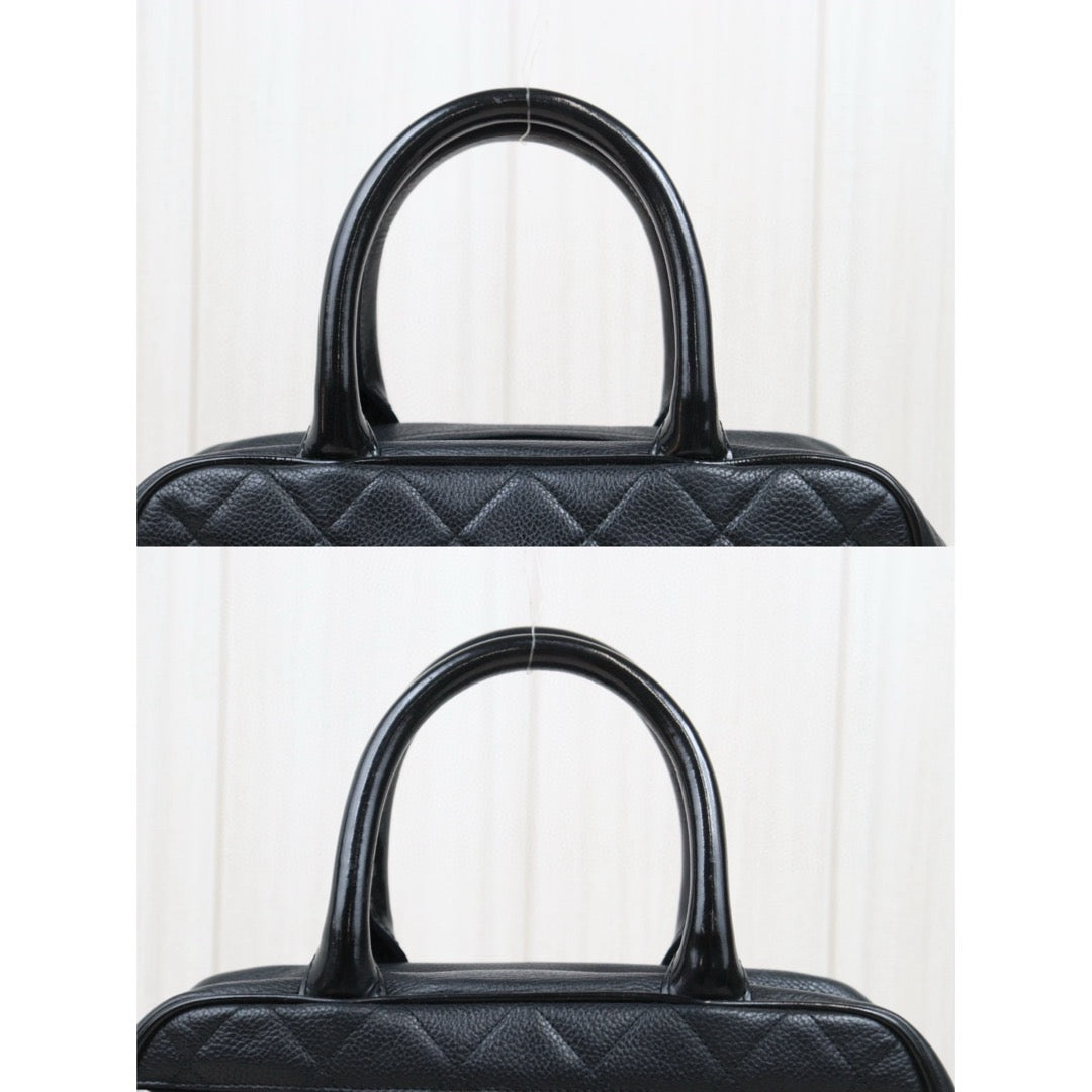 Very Good ( Rank A)｜ CHANEL Caviar Skin Calf Leather Bowling Hand Bag Black Made In 2000～2002Year｜25052101