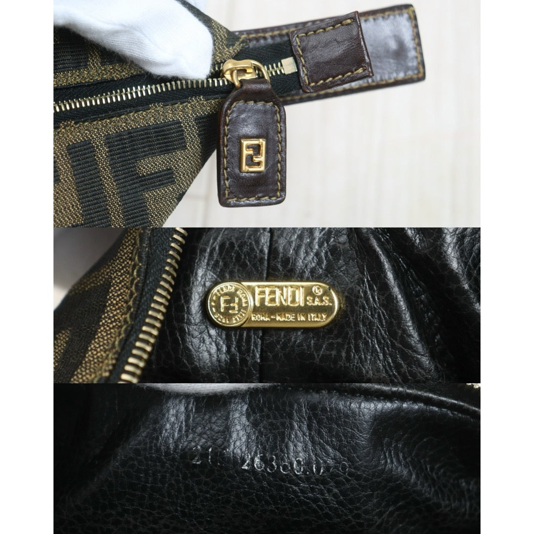 Include Entrupy Certificate of Authenticity｜Good ( Rank AB)｜ FENDI Zucca  Mini Vanity Pouch｜26101302