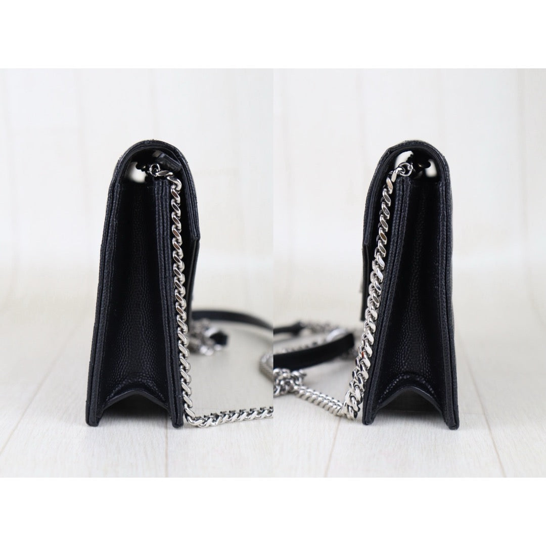 Excellent（Rank SA）｜  Saint Laurent YSL Caviar Skin Calf Leather Wallet Black｜S25092805