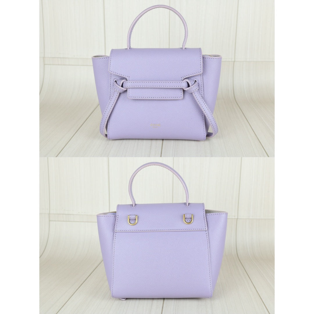 Very Good ( Rank A)｜CELINE Calf Leather Belt Pico Handbag Shoulder Bag Lilac｜S25112909
