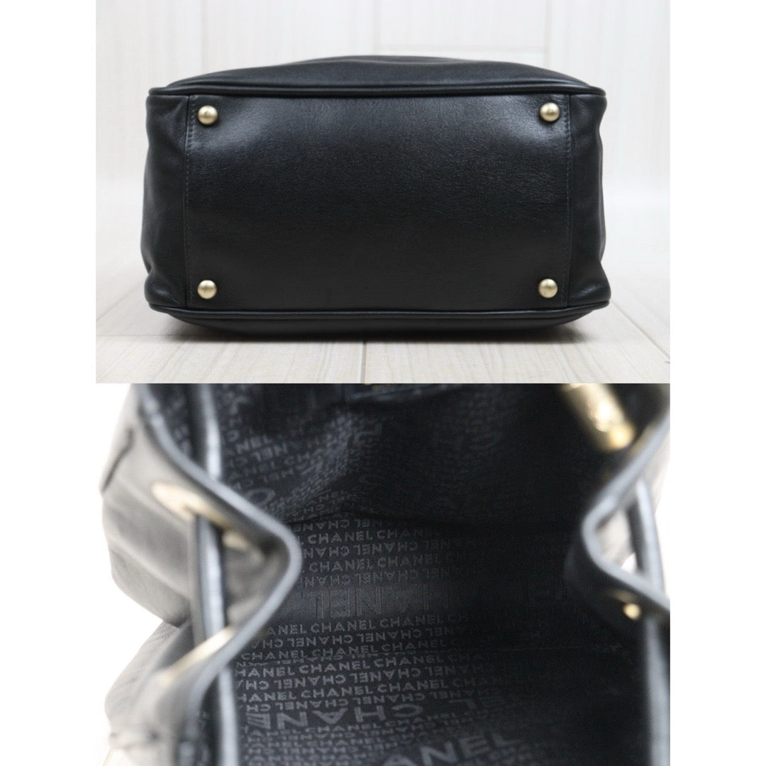 Include Entrupy Certificate of Authenticity｜Good ( Rank AB)｜ CHANEL Lambskin Camellia Tote Bag Black Made In 2003-2004Year｜26062906