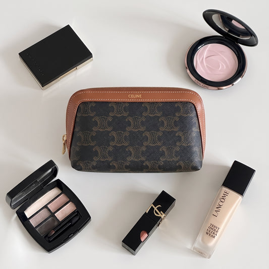 Include Entrupy Certificate of Authenticity｜Very Good ( Rank A)｜ CELINE Macadam Toilret Pouch PM｜S26080620