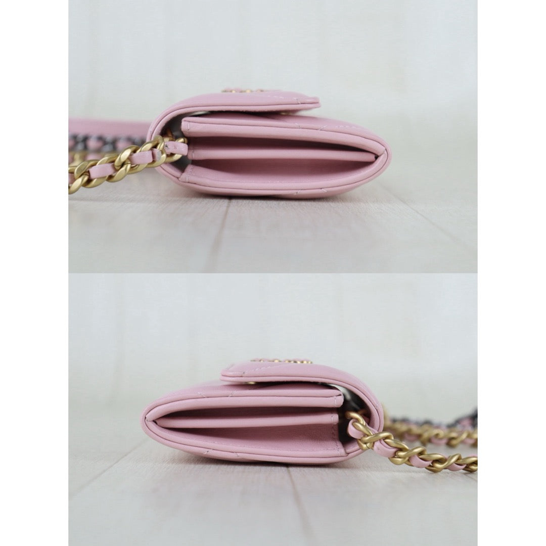 Include Entrupy Certificate of Authenticity｜Very Good ( Rank A)｜ CHANEL Matrasse Chain Calf Leather  Mini 19Bag  Pink Shoulderbag IC Chips Model｜S26010409