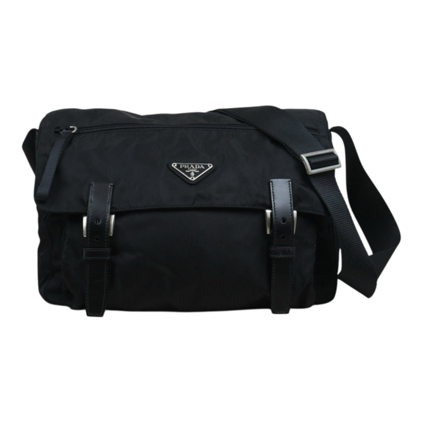 Good ( Rank AB) ｜Prada  Nylon ShoulderBag MM Black Silver Hardware｜25090804