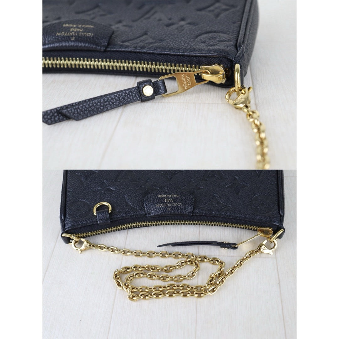 Include Entrupy Certificate of Authenticity｜Very Good ( Rank A) ｜Louis Vuitton Monogram Empreinte Easy Pouch On Strap Black ShoulderBag IC Chips Model｜S26072523