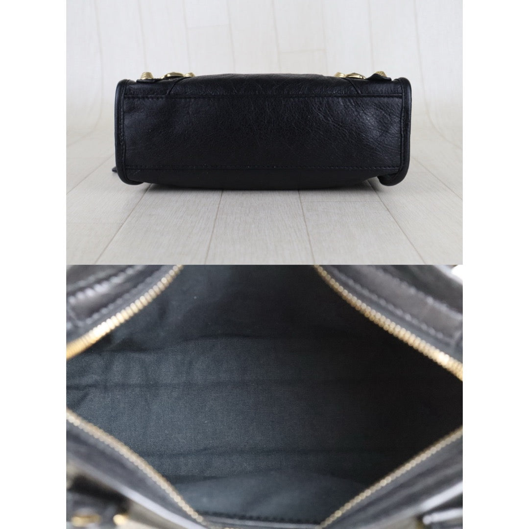 Very Good ( Rank A)｜Balenciaga Goatskin  Edge Classic City PM Black HandBag Shoulder Bag Current Model ｜S26020401
