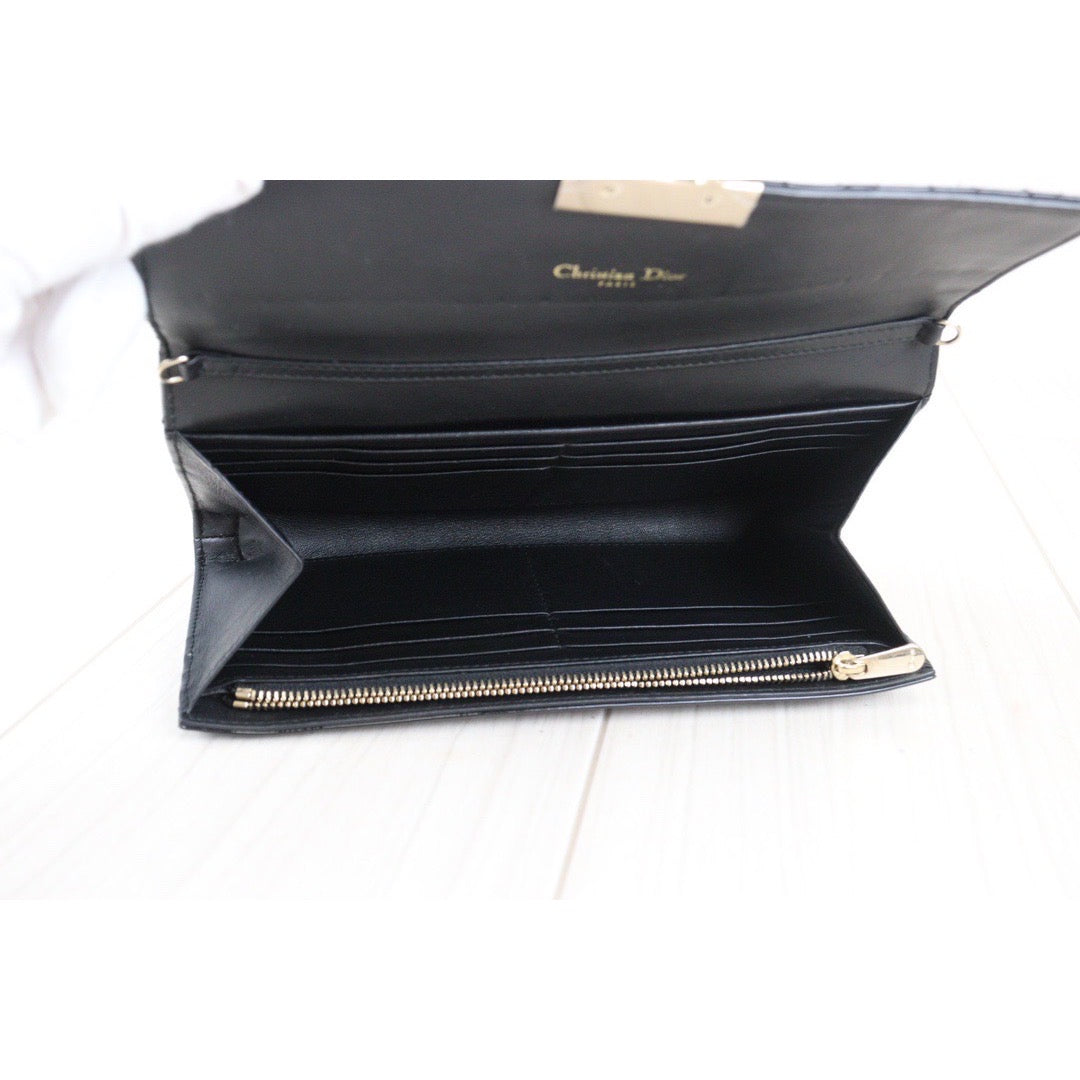 Rank A ｜Dior Diana Enamel Wallet Chain ShoulderBag Black｜23080311