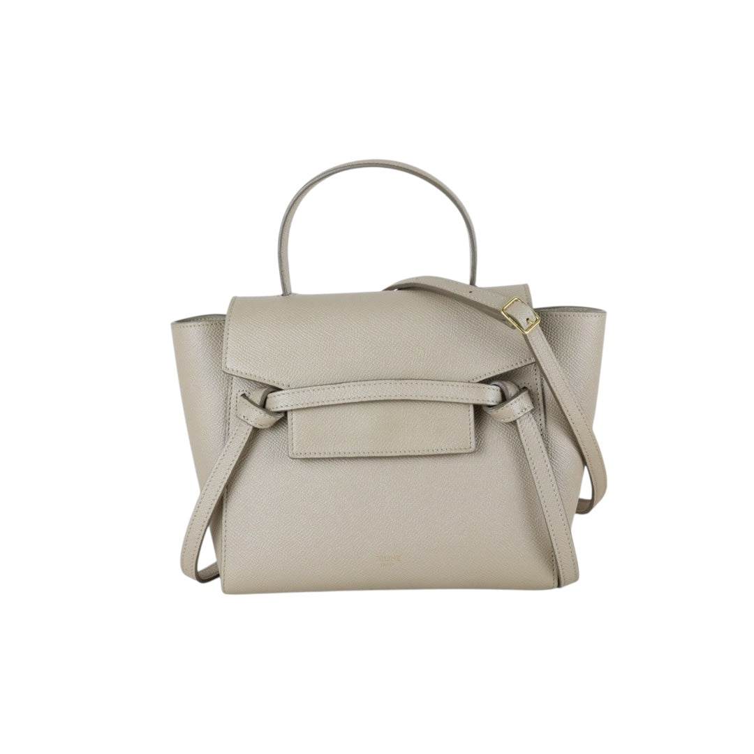 Very Good ( Rank A)｜CELINE Calf Leather  Belt Nano Handbag Shoulder Bag Beige｜S25102302