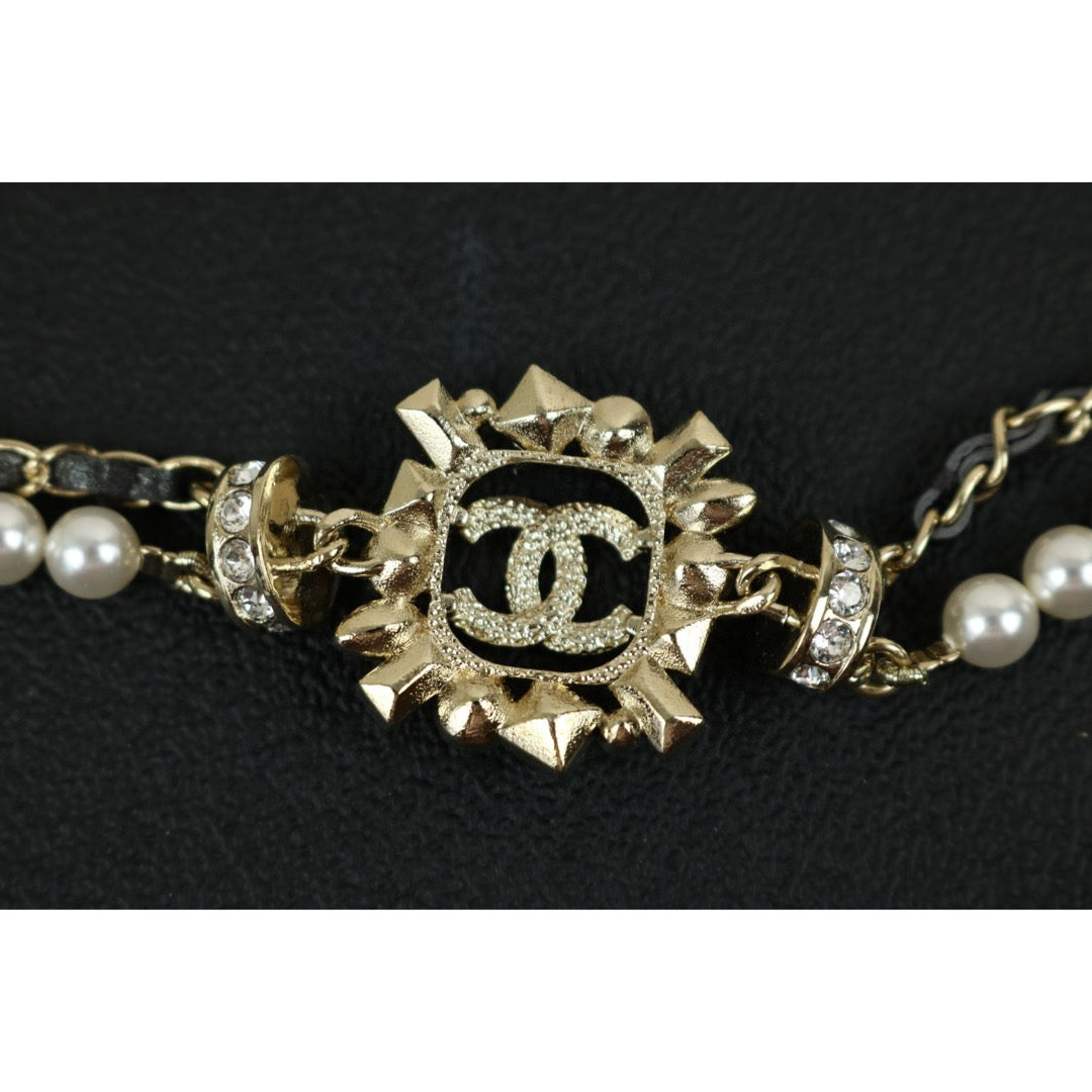 Excellent（Rank SA）｜ CHANEL Coco Mark Chain Pearl Rhinestone Chocker Necklace｜X24121802