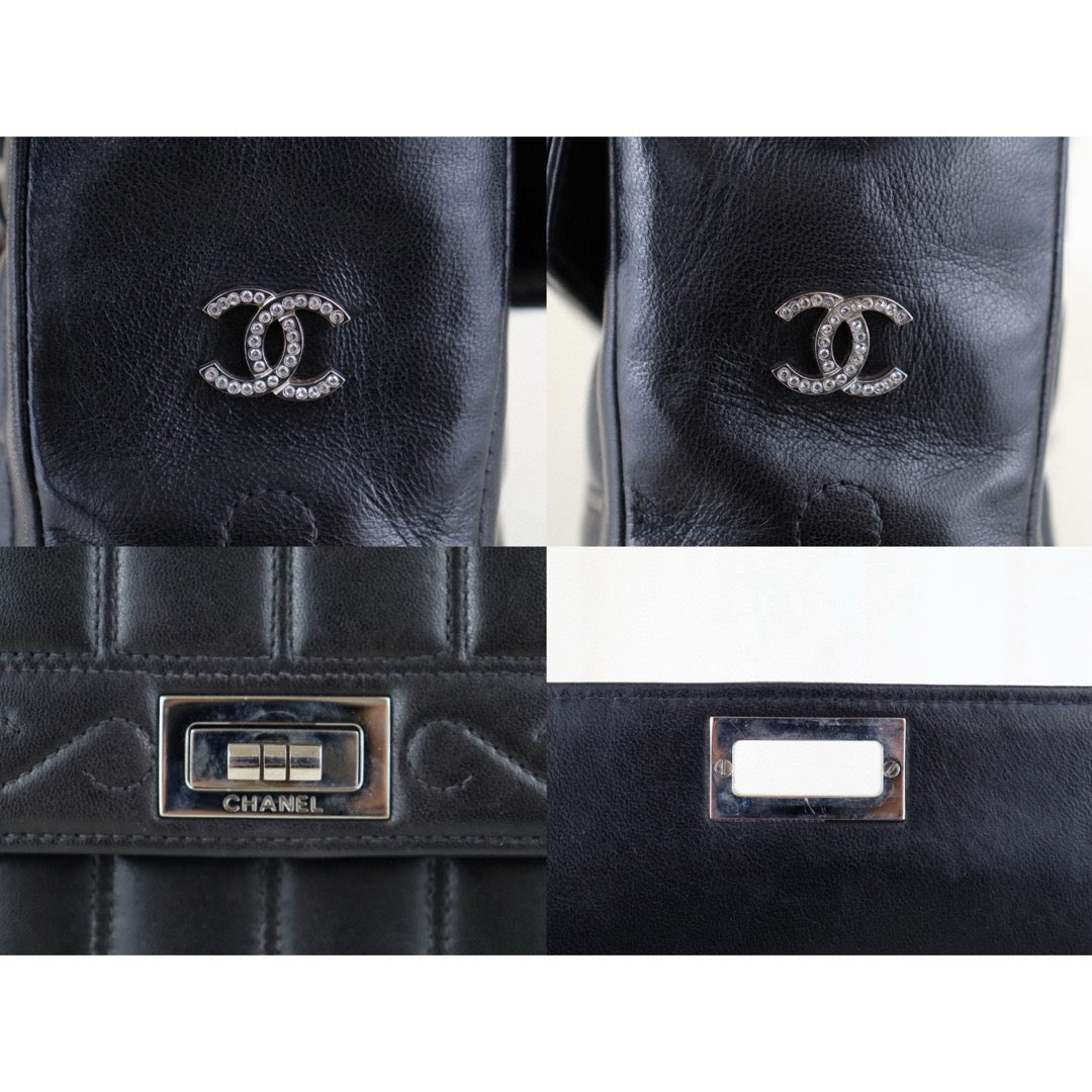 Good ( Rank AB)｜ CHANEL Lamb Skin 2.55 Matelasse Chocobar Black Shoulder Bag Made in 2000-2002Year｜Y25011004