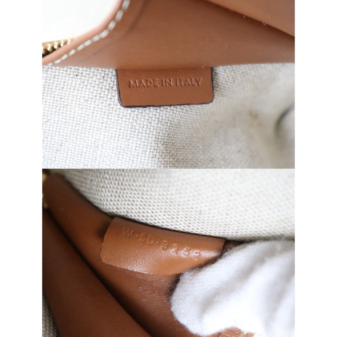 Include Entrupy Certificate of Authenticity｜Very Good ( Rank A)｜ CELINE Cuir Triomphe Triomphe Shearling Chain Bag｜S26090716