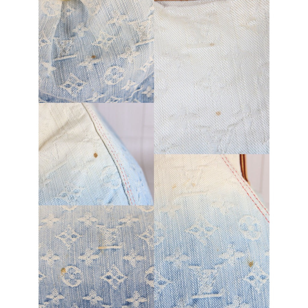 Include Entrupy Certificate of Authenticity｜Good ( Rank AB) ｜  Louis Vuitton Monogram Denim  Sunshine Blue Tote Bag Shoulder Bag  ｜S26010906