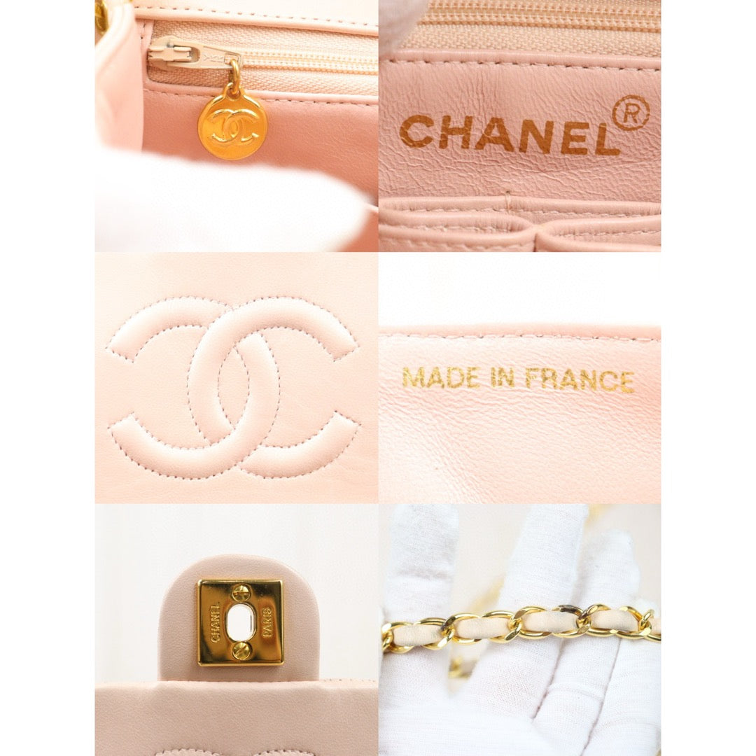 Good ( Rank AB)｜ CHANEL lambskin Square 20 Shoulder Bag Cherry Pink Made In 1991～1994Year ｜P24122008