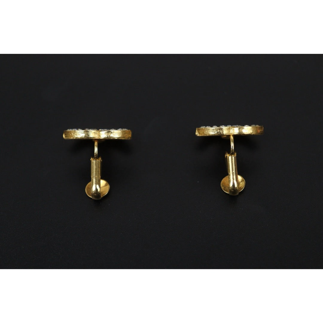 Very Good ( Rank A) ｜ CHANEL Coco Mark 18K Gold Rhinestone Earrings ｜25111409