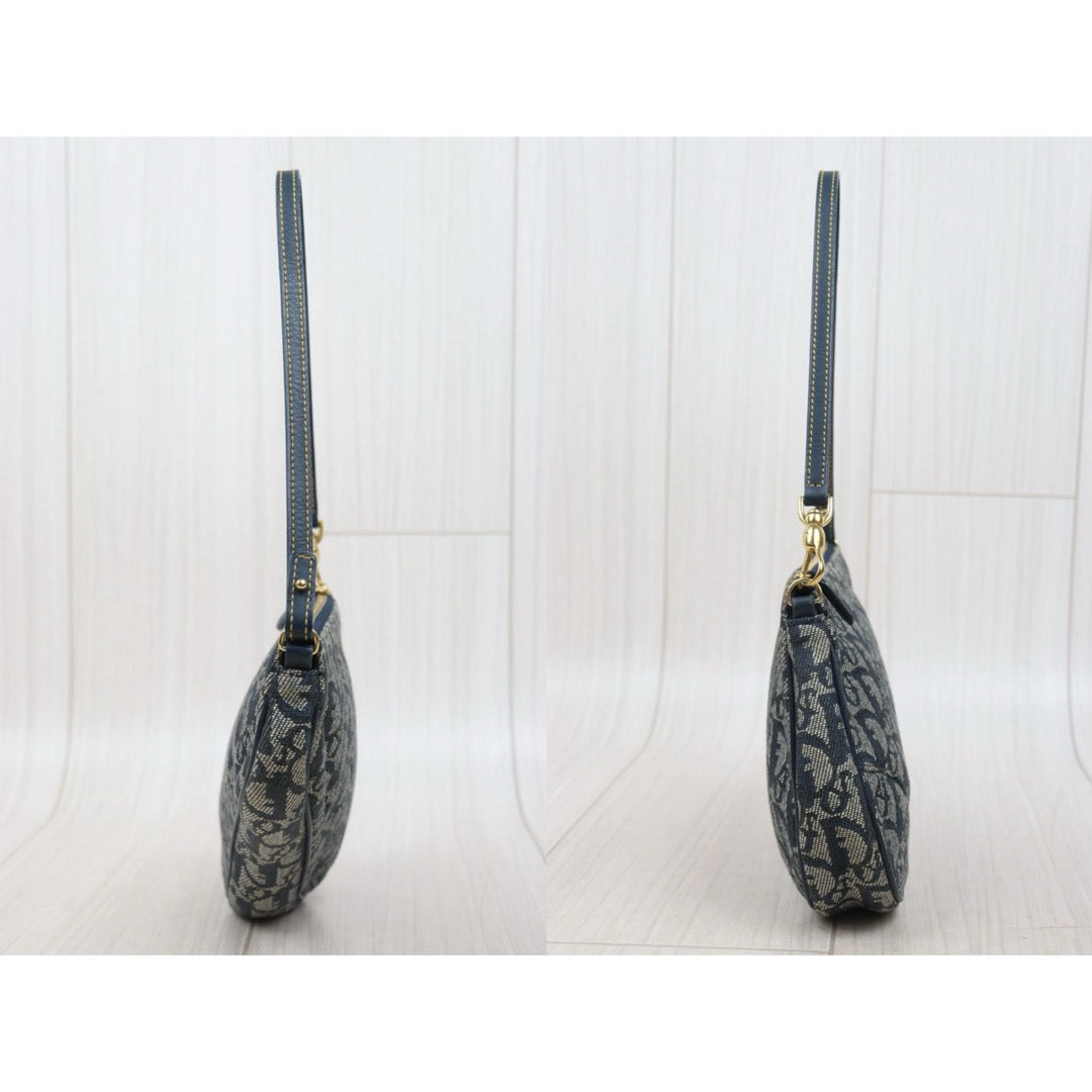 Good ( Rank AB) ｜ Dior Trotter Saddle Pochette Blue Shoulder Bag Small｜S25110433