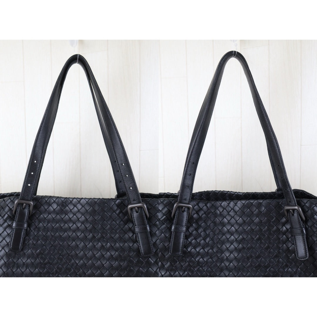 Include Entrupy Certificate of Authenticity｜Good ( Rank AB)｜ Bottega Veneta Lamb Skin Intrecciato Cesta GM Tote Black｜S26090739