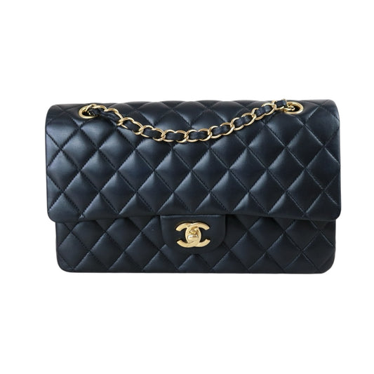 Include Entrupy Certificate of Authenticity｜Very Good ( Rank A)｜ CHANEL Lambskin Chain Double Flap 25 Shoulder Bag  Black Made In 2017Year｜S26090401