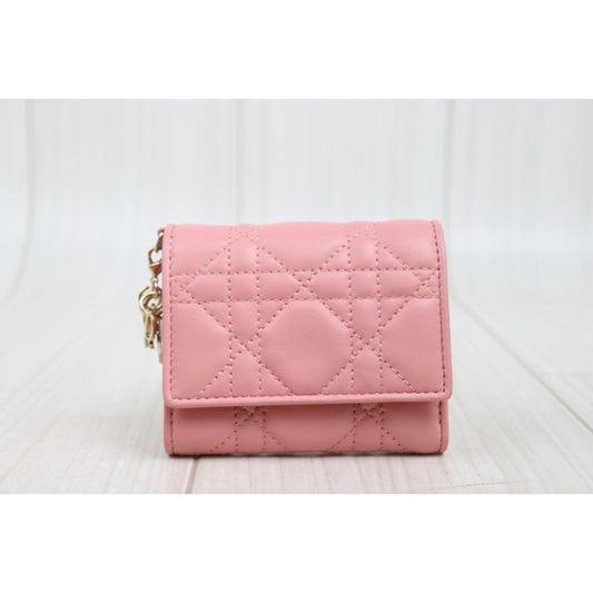 Very Good ( Rank A)｜ Dior Lamb Skin Pink Wallet｜25100704