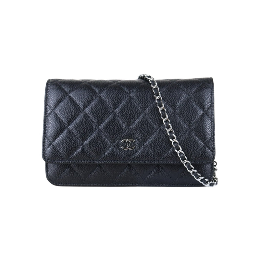 Include Entrupy Certificate of Authenticity｜Very Good ( Rank A)｜CHANEL Caviar Skin WOC Chain Bag Black IC Chips Model｜S26072532