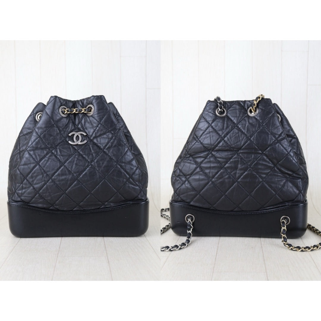 Include Entrupy Certificate of Authenticity｜Very Good ( Rank A)｜ CHANEL Gabrielle Calfskin Chain Backpack Black Made In 2020-2021Year｜S26083008