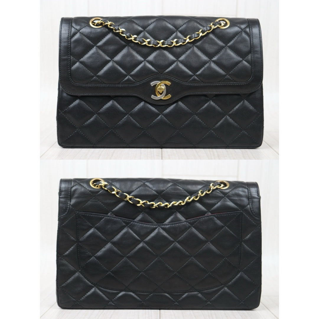 Good ( Rank AB) ｜ CHANEL Paris Limited Series Matrasse Classic Double Flap 28 Shoulder Bag Black Made In 1991-1994Year｜24100704