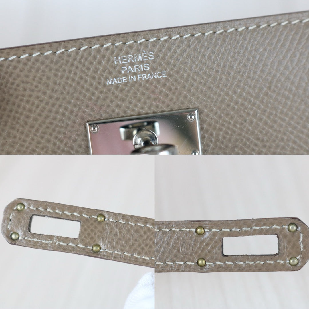 Very Good ( Rank A)｜ HERMES Epsom Kelly Wallet Etoupe Gray □N Stamp Made In 2010 Year｜W25092603
