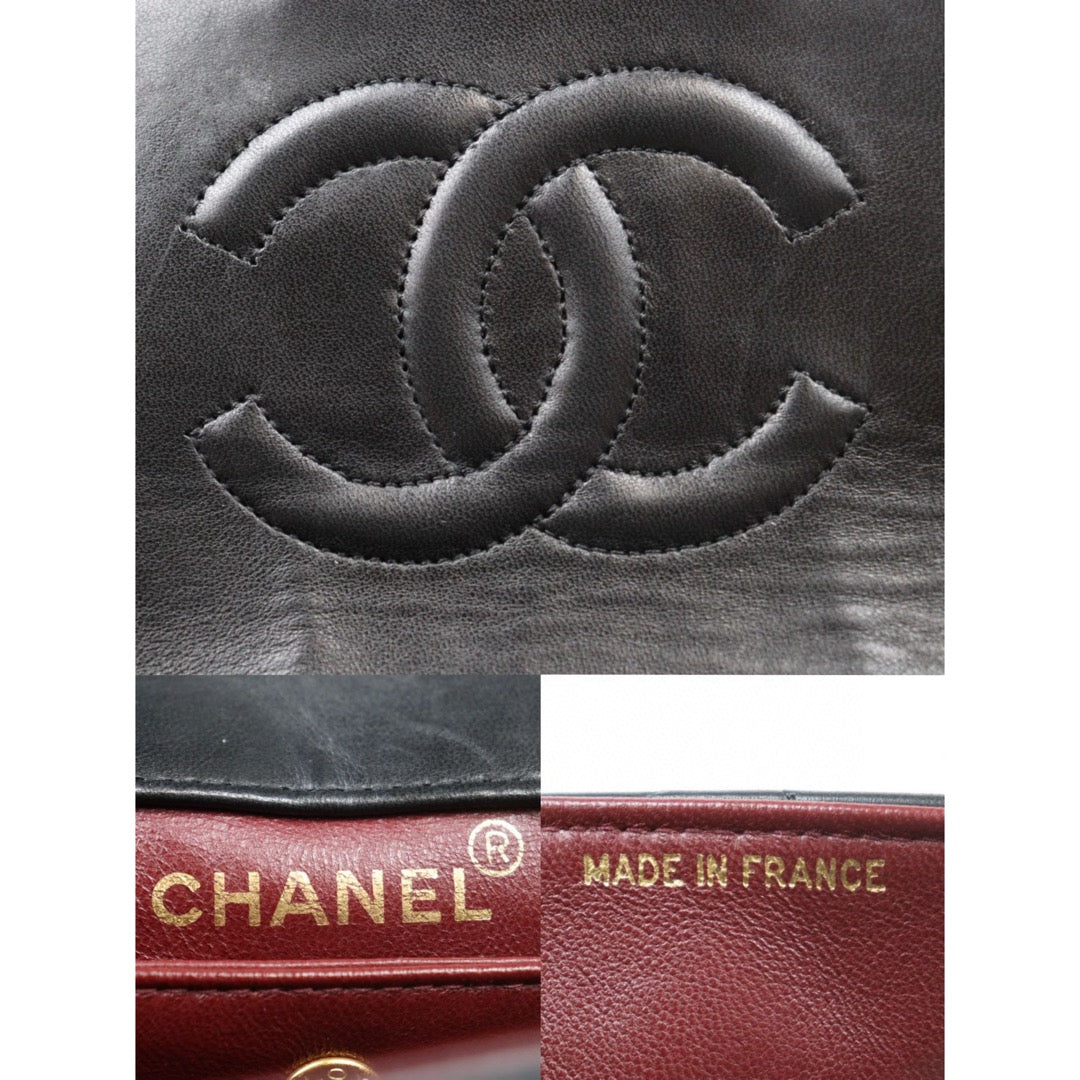 Good ( Rank AB)｜ CHANEL  Lamb Skin Black Single Flap 25  Shoulder Bag Made in 1989-1991 Year ｜P24110107