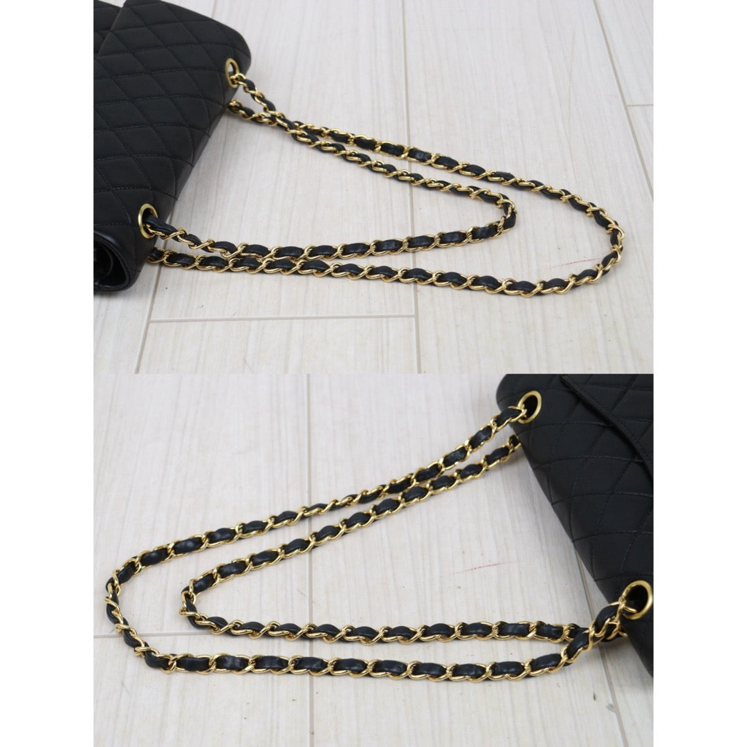 Very Good ( Rank A)｜ CHANEL Lamb Skin Matrasse Double Flap 23 Shoulder Bag  Black Made In 1997-1999Year｜S25072901