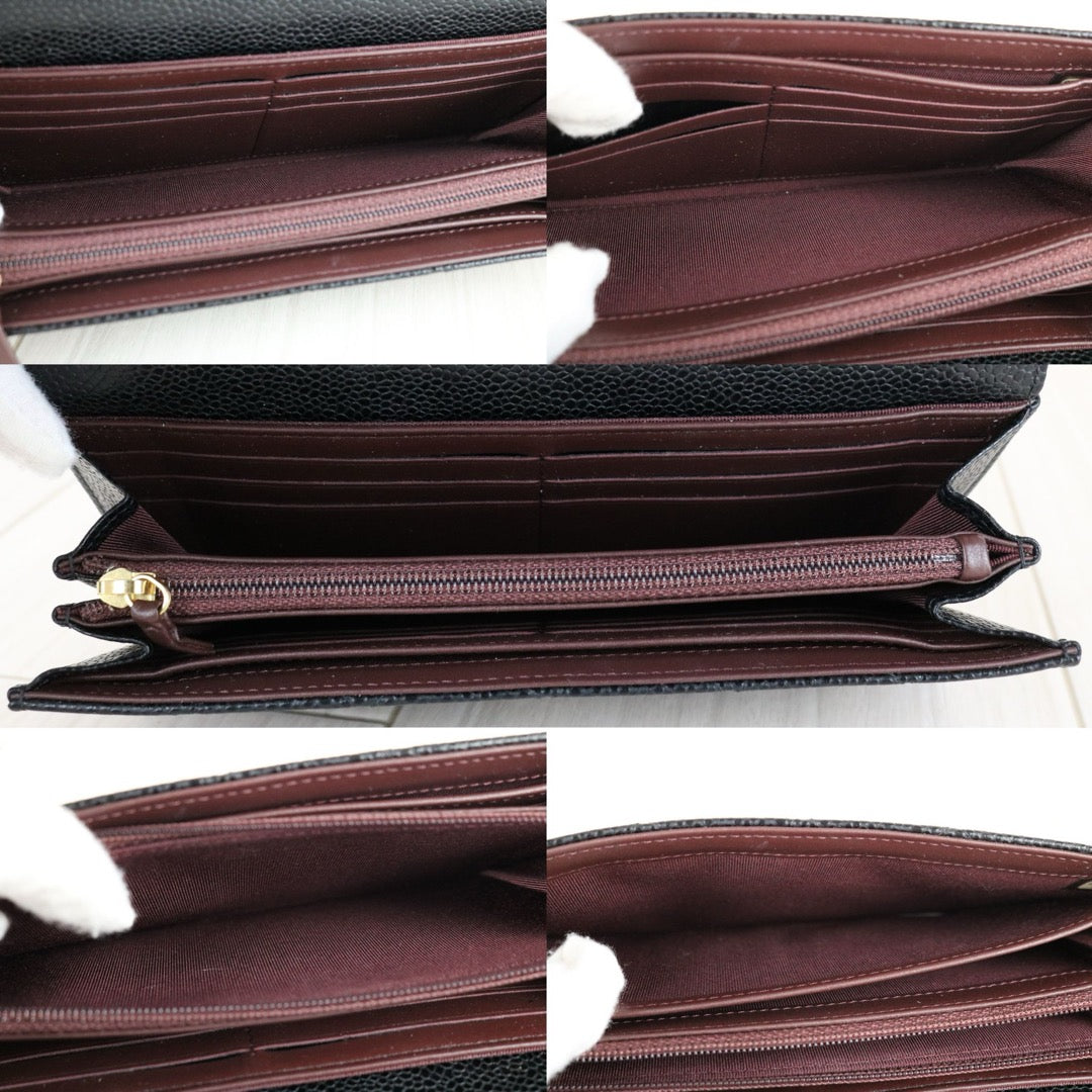 Very Good ( Rank A) ｜Chanel Caviar Skin Black  Wallet Made In 2018Year ｜S25063002