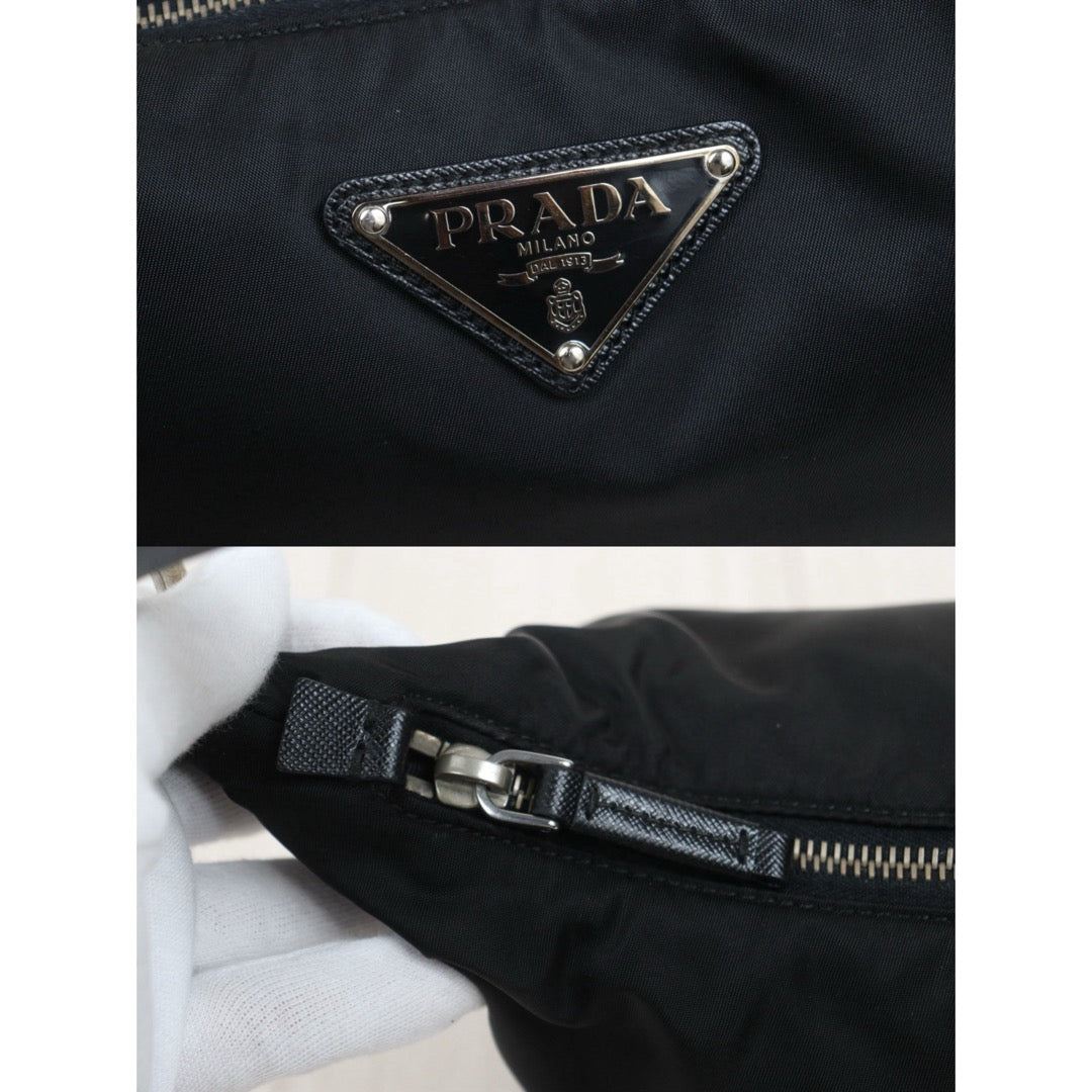 Include Entrupy Certificate of Authenticity｜Very Good ( Rank A) ｜Prada  Tessuto Nylon Hobo Shoulder Bag Black ｜26091101