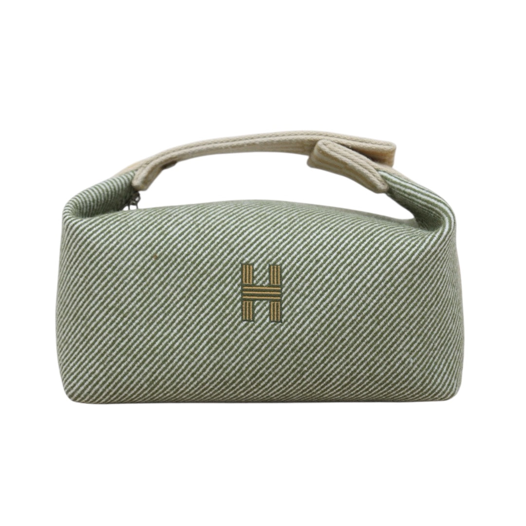 Very Good ( Rank A) ｜ HERMES Bride-A-Brac Canvas Green and Beige Handbag ｜W25121605