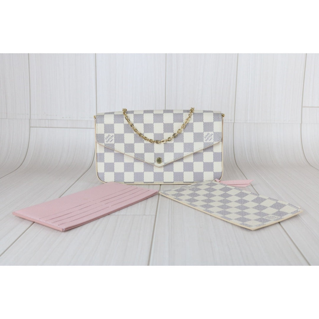 Very Good ( Rank A)｜LV Damier Azur Pochette Felicie Shoulder Bag IC Chips Model ｜S25070203