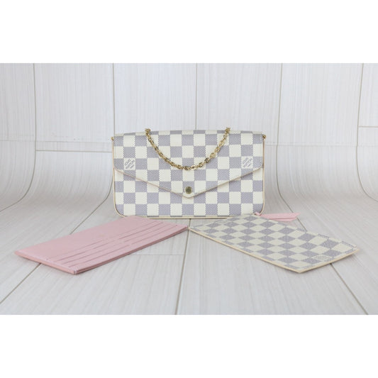 Very Good ( Rank A)｜LV Damier Azur Pochette Felicie Shoulder Bag IC Chips Model ｜S25070203