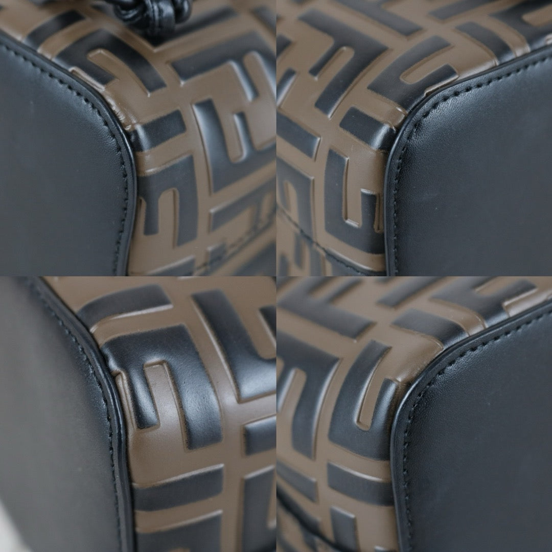 Very Good ( Rank A)｜ FENDI Zucca Calf Leather Mini Mon Tresor Bucket bag Shoulder Bag Brown ｜S25110319