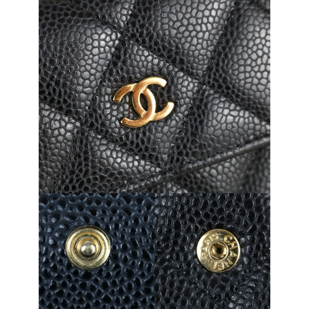 Very Good ( Rank A)｜Full Set CHANEL Caviar Skin Black Long Wallet Made In 2015-2016Year｜X25120702