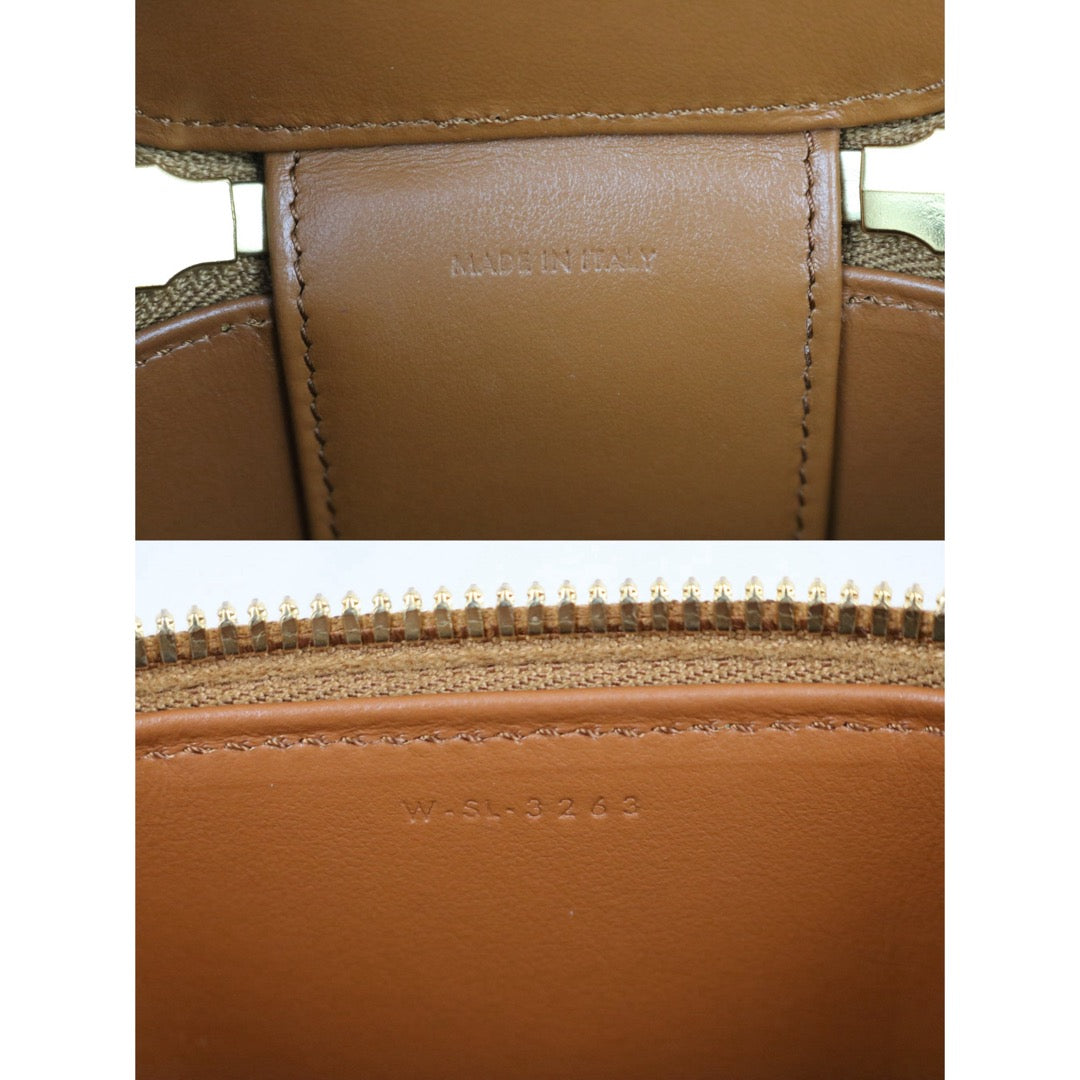 Include Entrupy Certificate of Authenticity｜Very Good ( Rank A)｜ CELINE Box Triomphe Calf Leather Mini Handbag Shoulder Bag Caramel  ｜S26061201