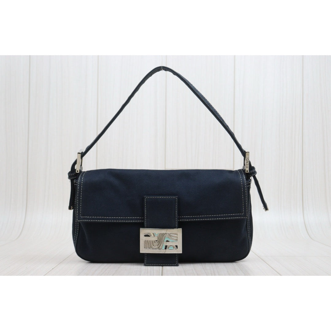 Include Entrupy Certificate of Authenticity｜Good ( Rank AB)｜  FENDI Denim Baguette Shoulder Bag  ｜S26060616