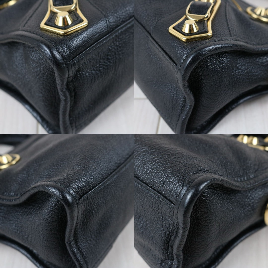 Include Entrupy Certificate of Authenticity｜Very Good ( Rank A)｜Balenciaga Goatskin  Edge Classic City  Black HandBag Shoulder Bag ｜S26041305