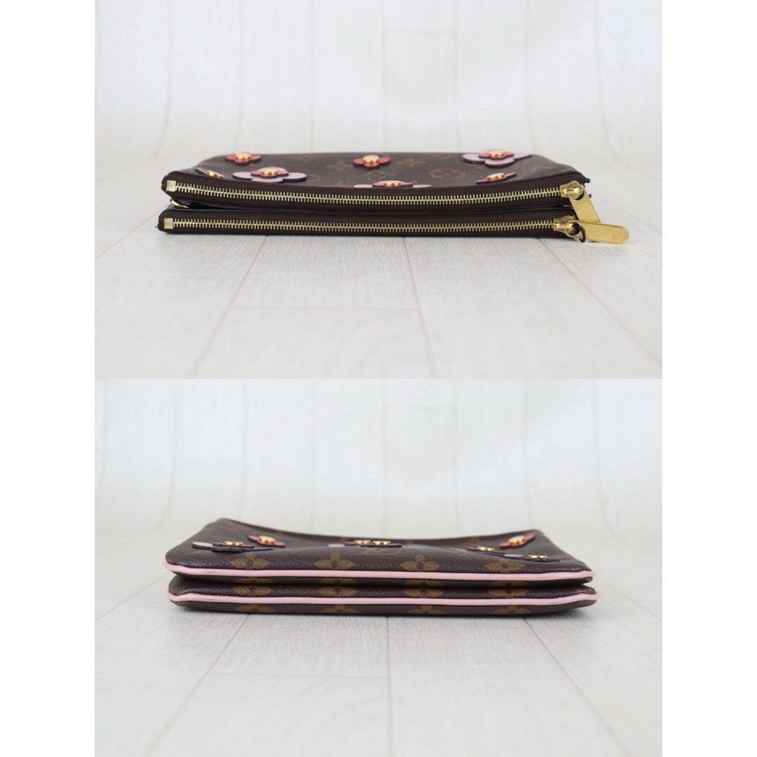 Include Entrupy Certificate of Authenticity｜Very Good ( Rank A)｜ Louis Vuitton Double Zip Pochette Limited Edition Blooming Flowers Monogram｜S26090714