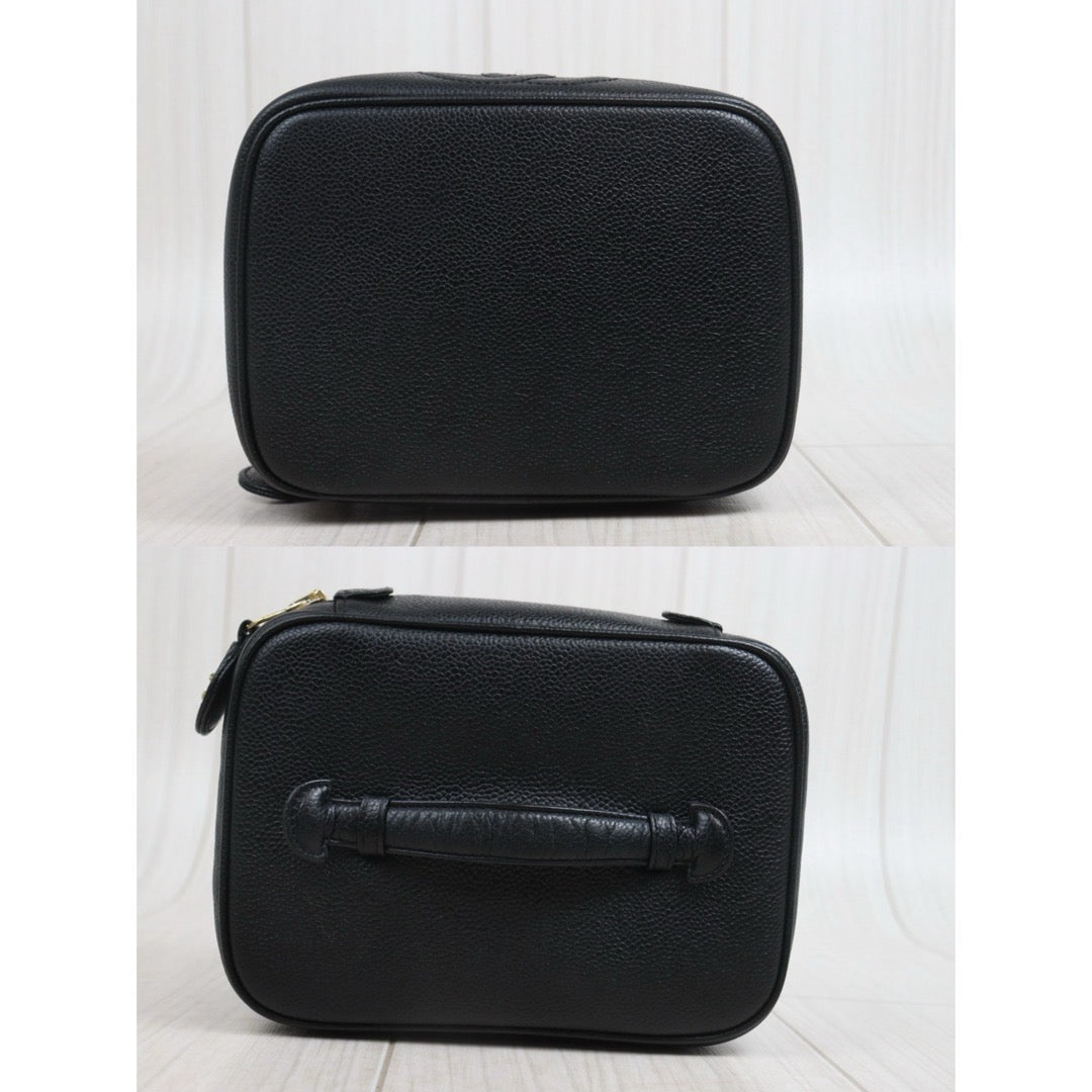 Include Entrupy Certificate of Authenticity｜Good ( Rank AB)｜ CHANEL Caviar Skin Vanity Case  Black Made In 1994-1996 Year｜26072403