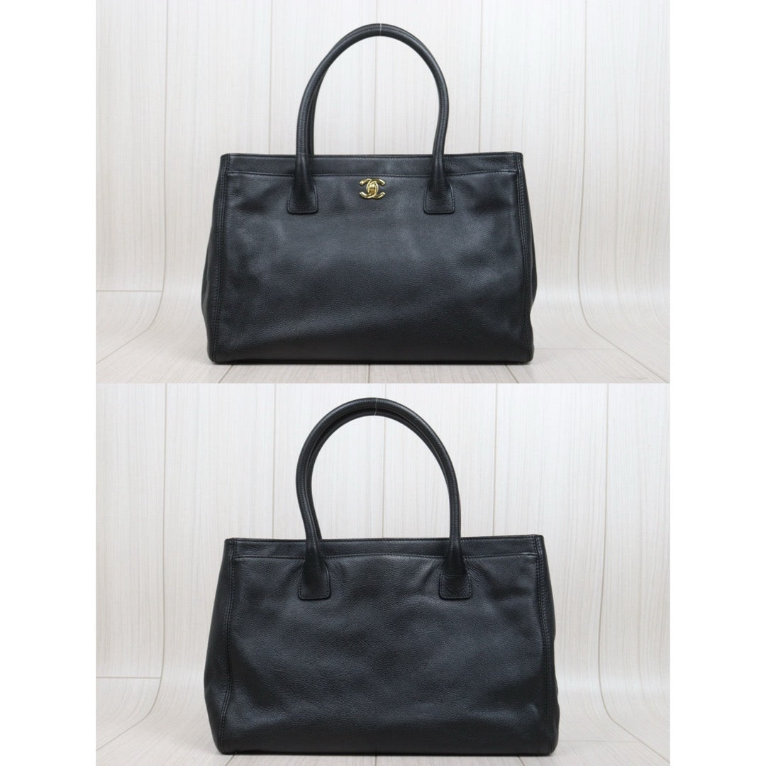 Good ( Rank AB) ｜CHANEL Calf Leather Cerf Tote Shoulder Bag Black Made in 2004-2005Year｜25112502
