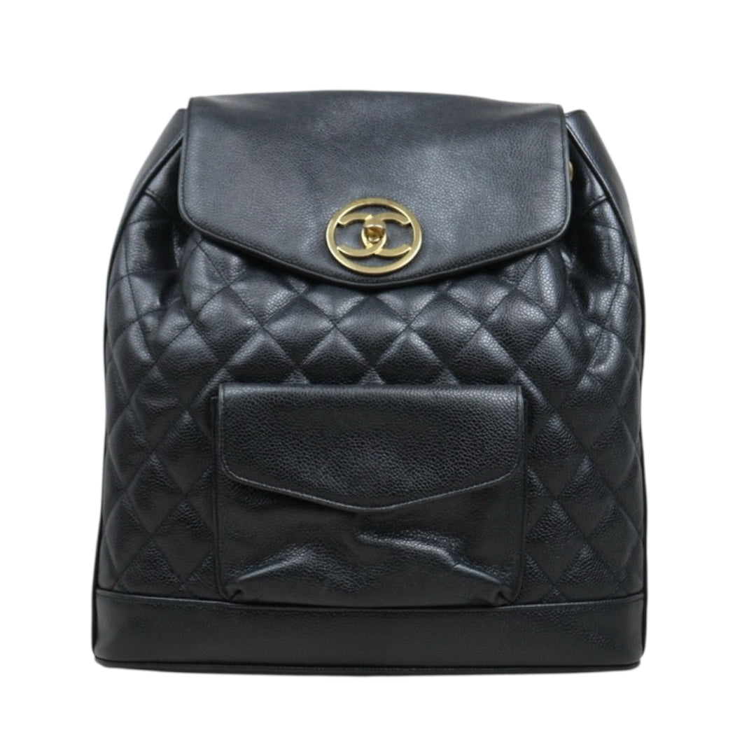 Include Entrupy Certificate of Authenticity｜Good ( Rank AB)｜CHANEL  Caviar Skin Leather Calf Backpack  Black Made in 1991-1994Year｜25042802