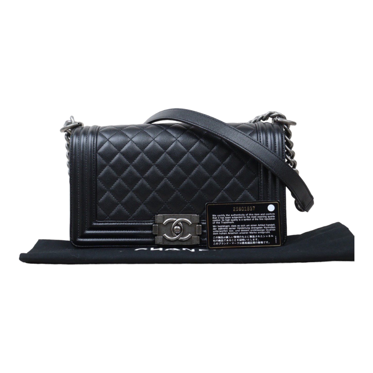 Rank A ｜CHANEL Caviar Skin  LeBoy Chain Shoulder Bag Medium Black  Made In 2018Year｜S24052207