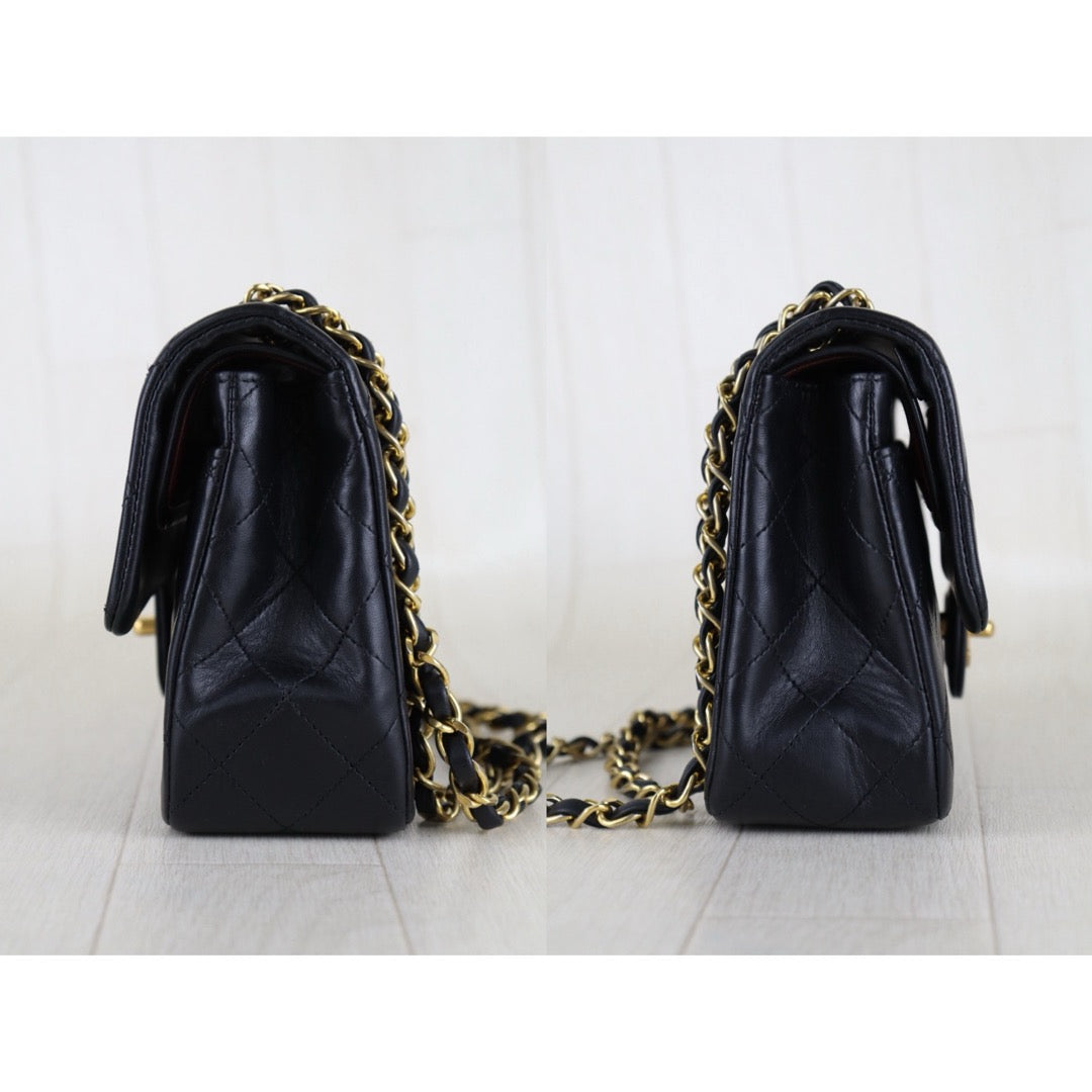 Good ( Rank AB)｜CHANEL Lamb Skin Matrasse Chain Double Flap 23 Shoulder Bag Black Made In 1989-1991Year｜H26013001
