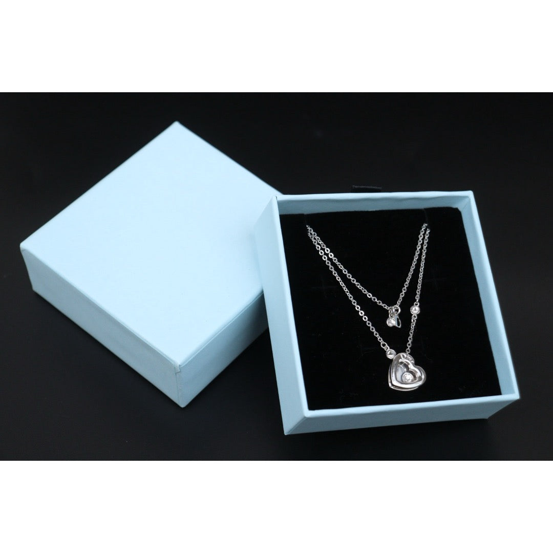 Very Good ( Rank A) ｜ Dior CD Heart Rhinestone Double Chain Long Necklace ｜V25121116